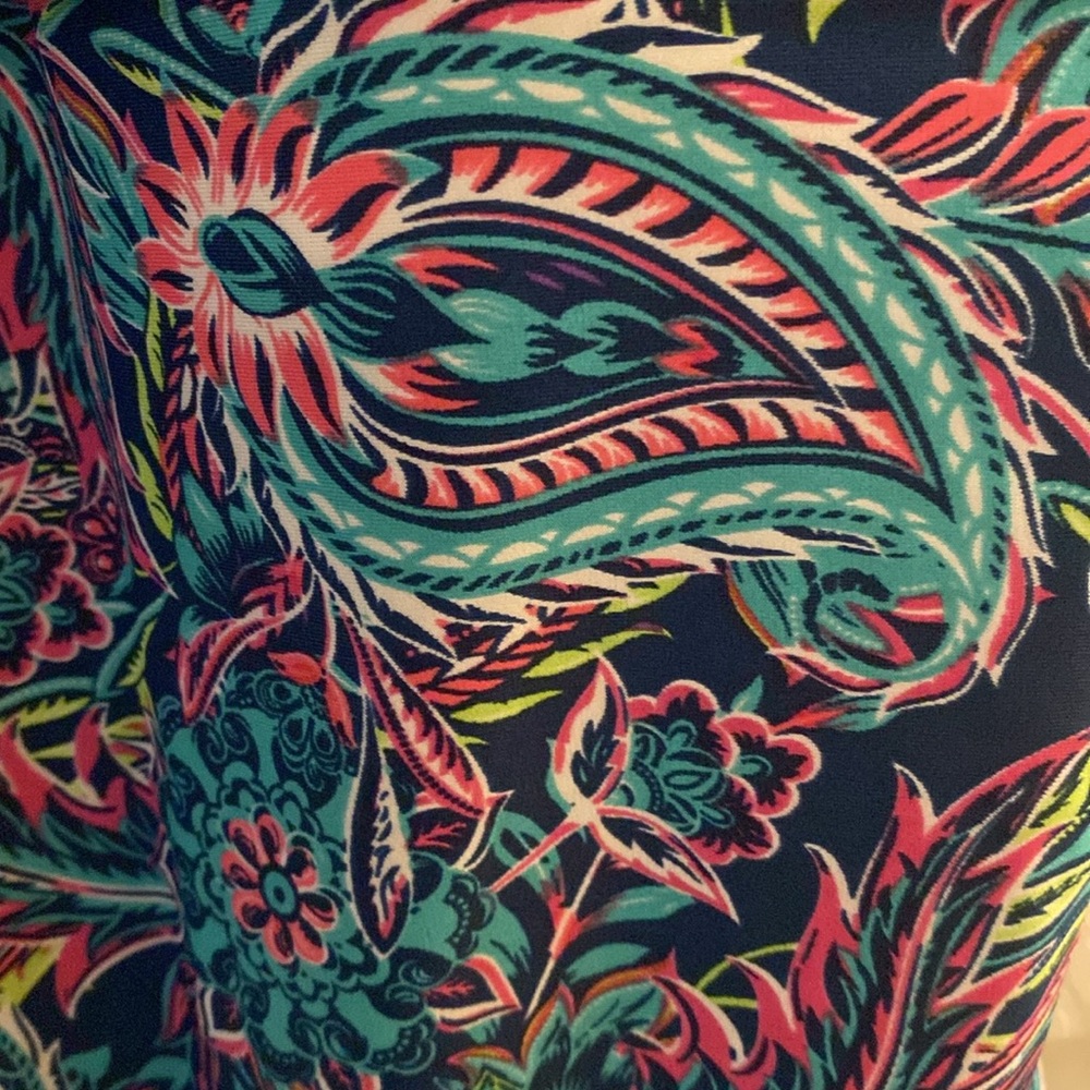 Caribbean Joe V-neck One Piece Swimsuit Ruffle Midnight Blue Paisley - Picture 3 of 8